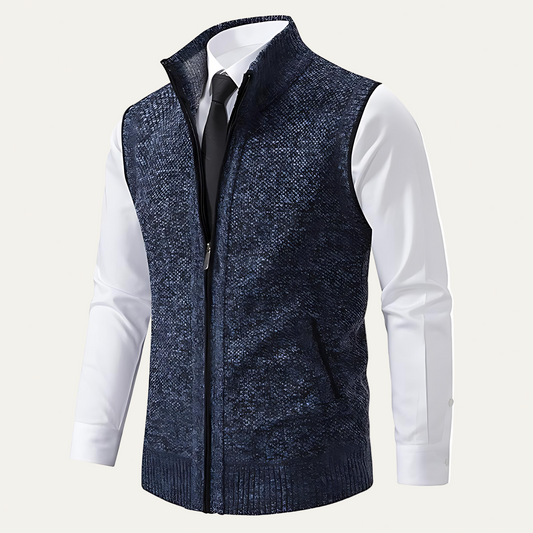 VogeLuxe | Men’s Textured Knit Zip Sweater Vest