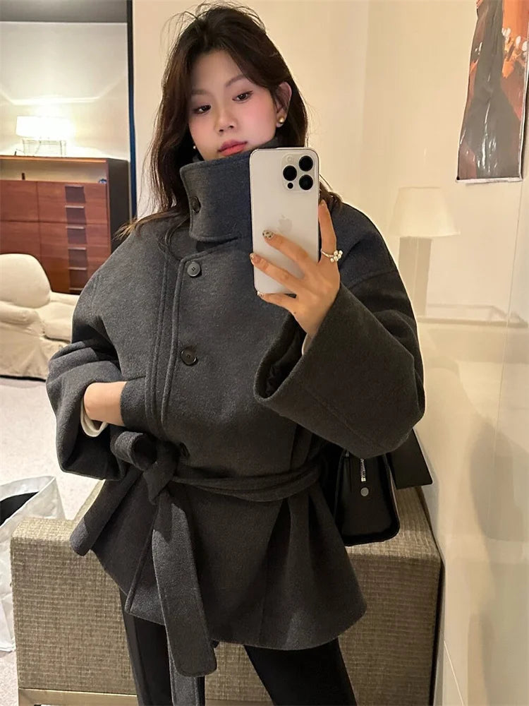 Ladies Warm Belted Winter Short Coat