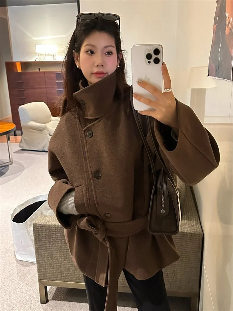 Ladies Warm Belted Winter Short Coat