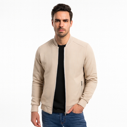 VogeLuxe | Men’s Textured Full Zipper Knit Jacket