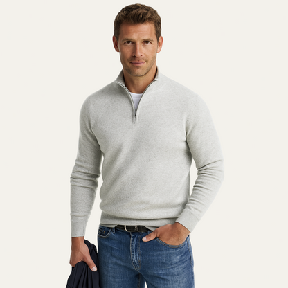 VogeLuxe | Men’s Fine Knit Quarter Zip Mock Neck Sweater