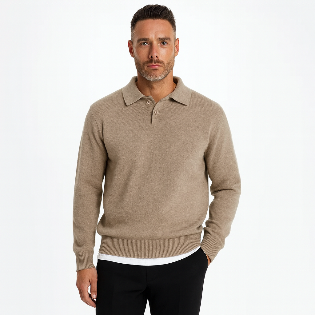 VogeLuxe | Men’s Classic Knit Polo Sweater