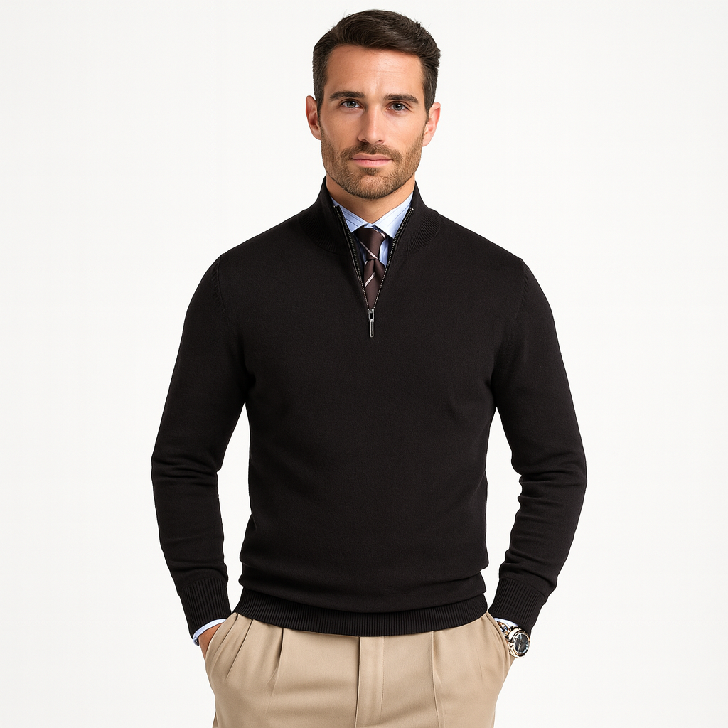 VogeLuxe | Men’s Refined Quarter Zip Knit Sweater