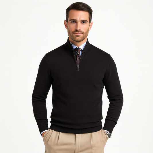 VogeLuxe | Men’s Refined Quarter Zip Knit Sweater