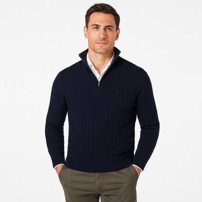 VogeLuxe | Men’s Cable Knit Zipper Sweater