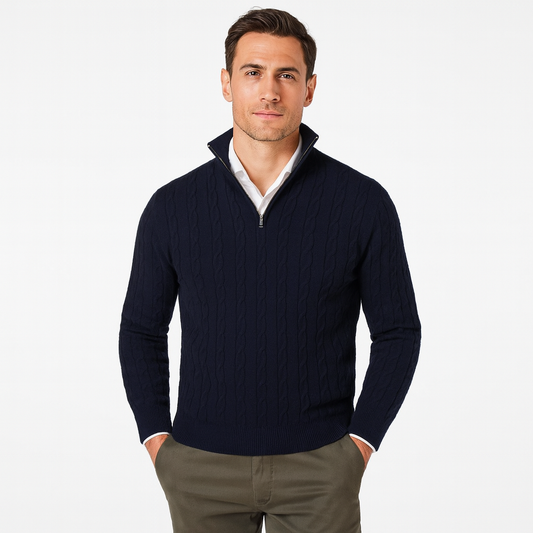 VogeLuxe | Men’s Cable Knit Zipper Sweater
