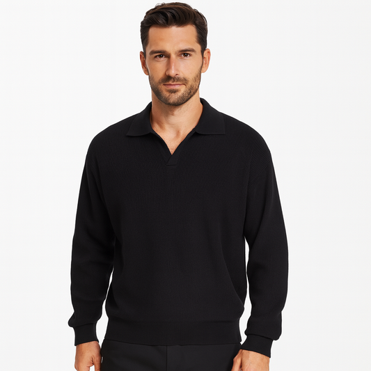 Buttonless long-sleeved polo shirt