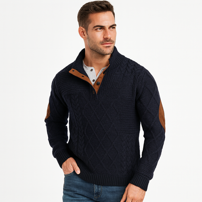 VogeLuxe | Men’s Quilted Funnel Neck Pullover Sweater