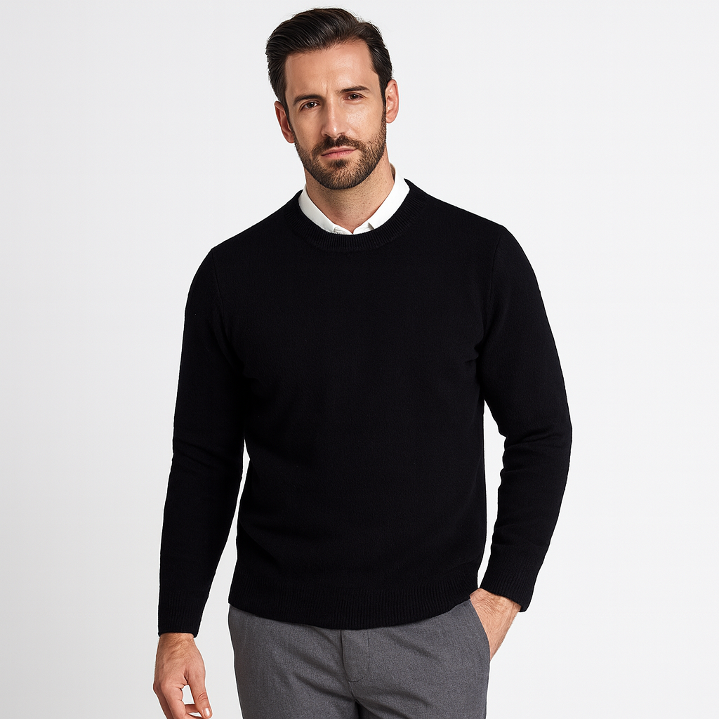 VogeLuxe | Men’s Classic Plain Knit Crew Neck Sweater