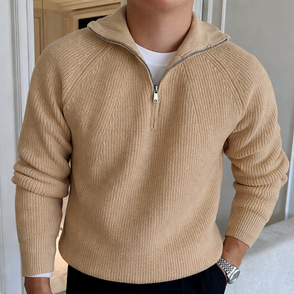 Men's Classic Quarter Zip Pullover Sweater