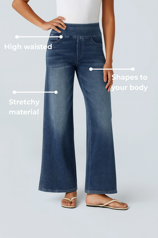 Women's Comfortable High-Waisted Wide Leg Jeans - VogeLuxe