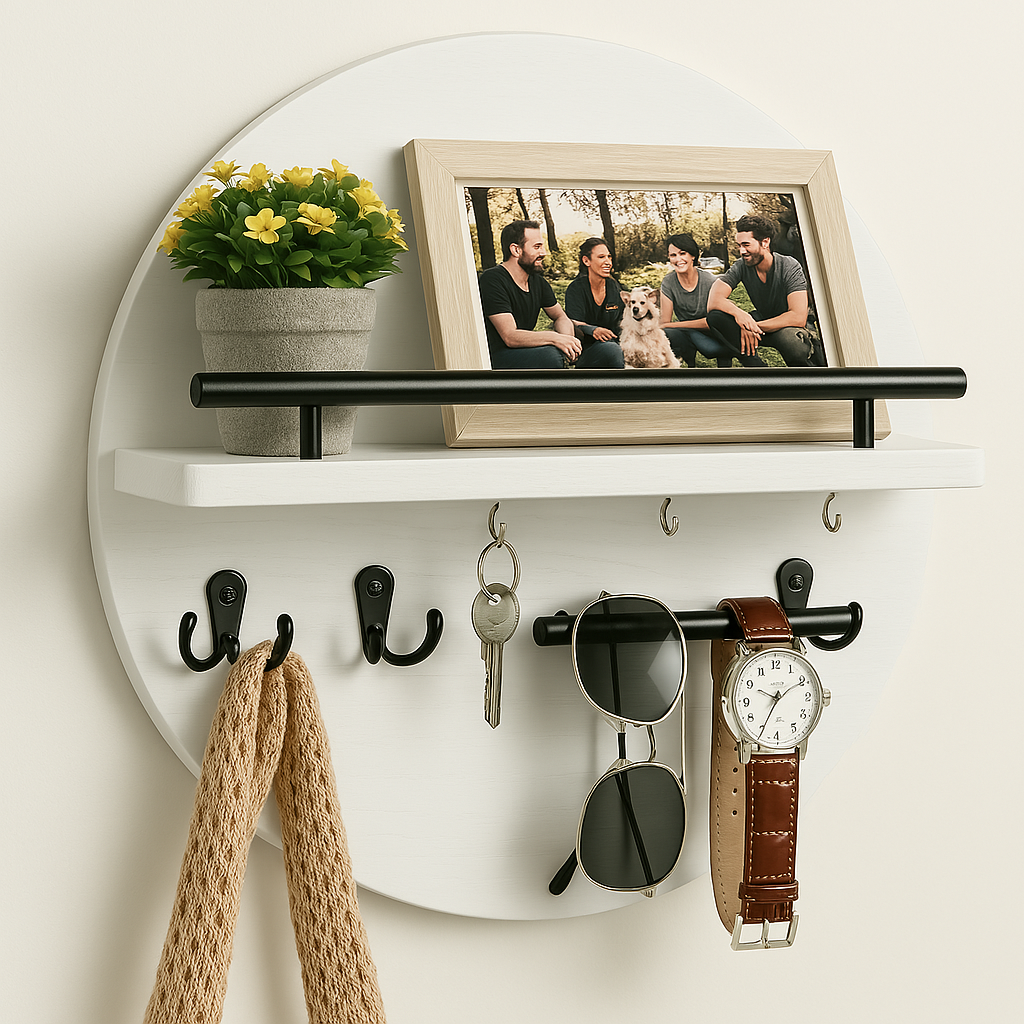 Natural Wood Key Hook | Modern Wall Storage