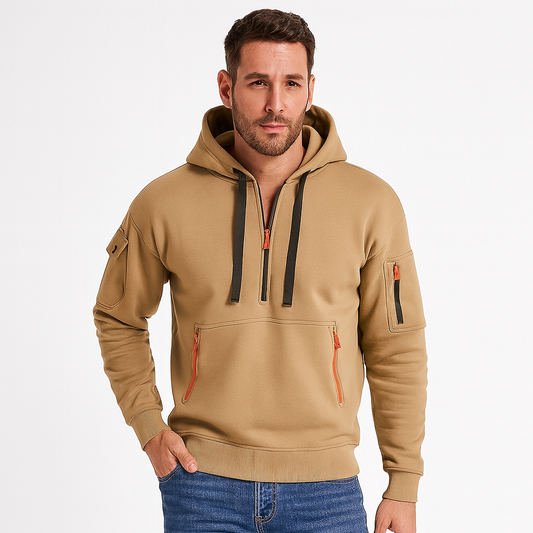 VogeLuxe | Men’s Tactical Utility Quarter Zip Hoodie