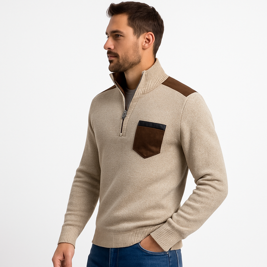 VogeLuxe | Men’s Utility Quarter Zip Sweater