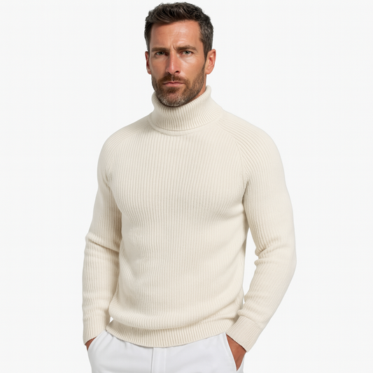 VogeLuxe | Men’s Heavy Rib Knit Turtleneck Sweater