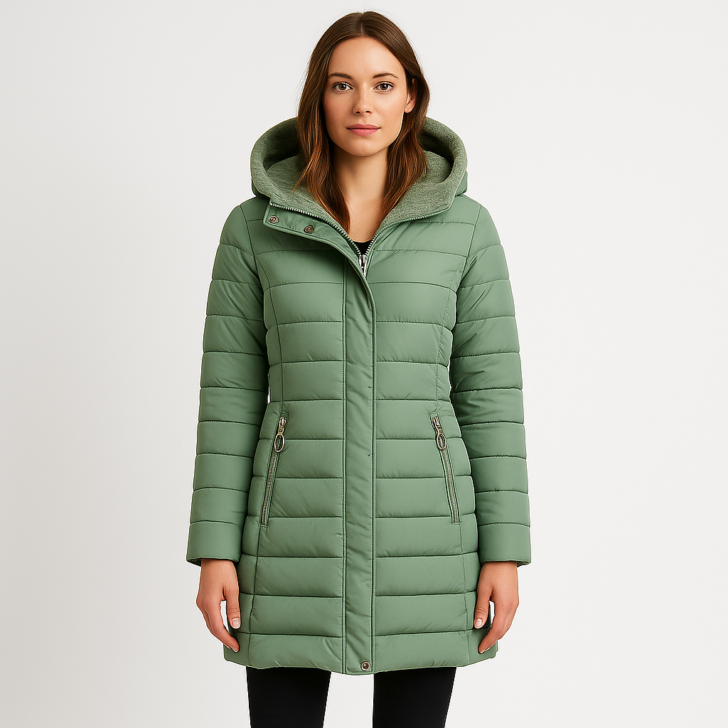 Women's Long Down Hooded Puffer Jacket - VogeLuxe