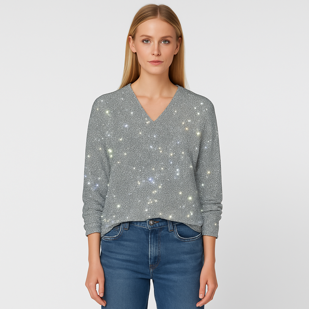 Sparkly Women's Long Sleeve Glitter Top - VogeLuxe