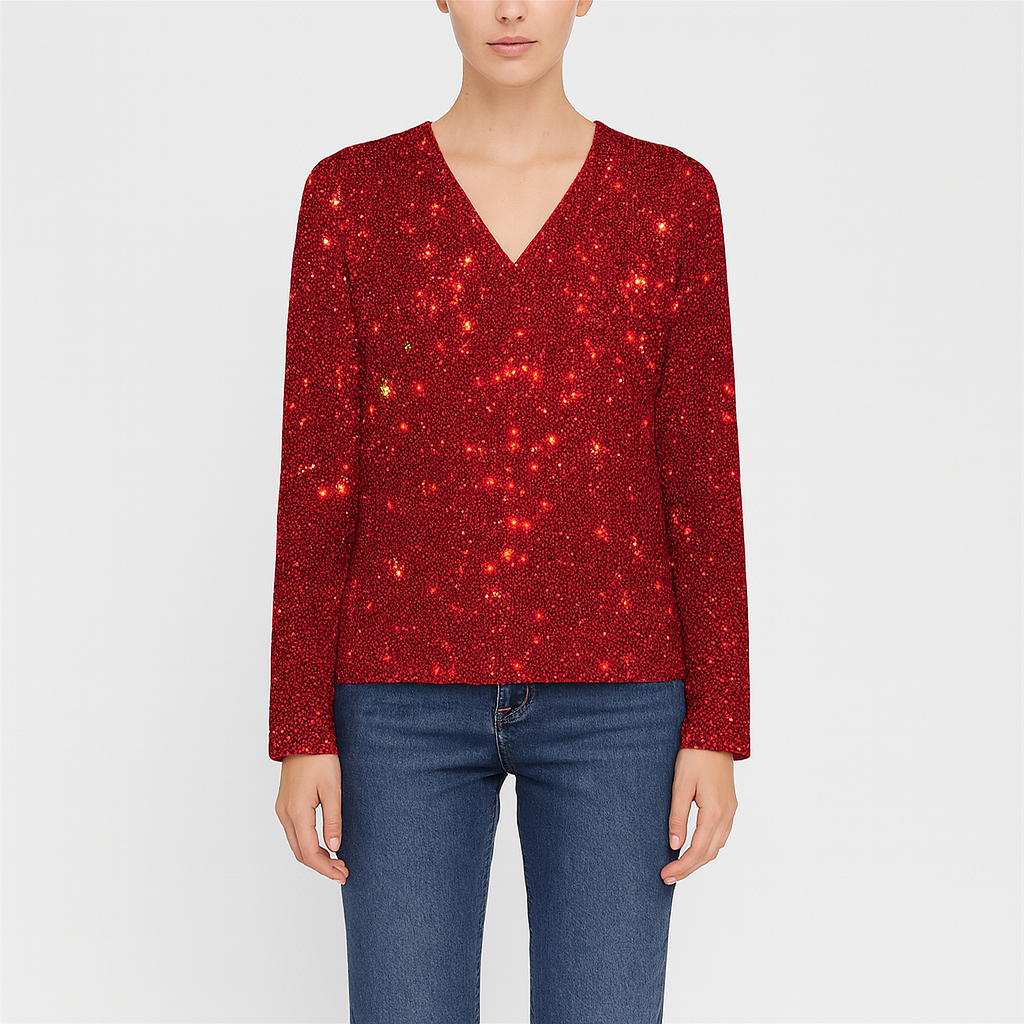 Sparkly Women's Long Sleeve Glitter Top