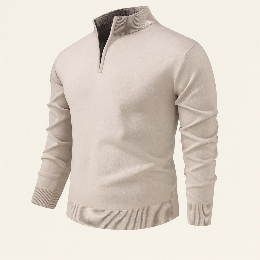 VogeLuxe | Men’s Solid Quarter Zip Stand Collar Pullover