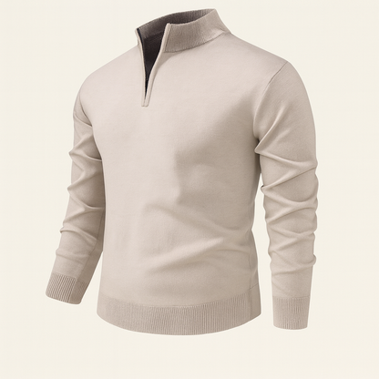 VogeLuxe | Men’s Solid Quarter Zip Stand Collar Pullover