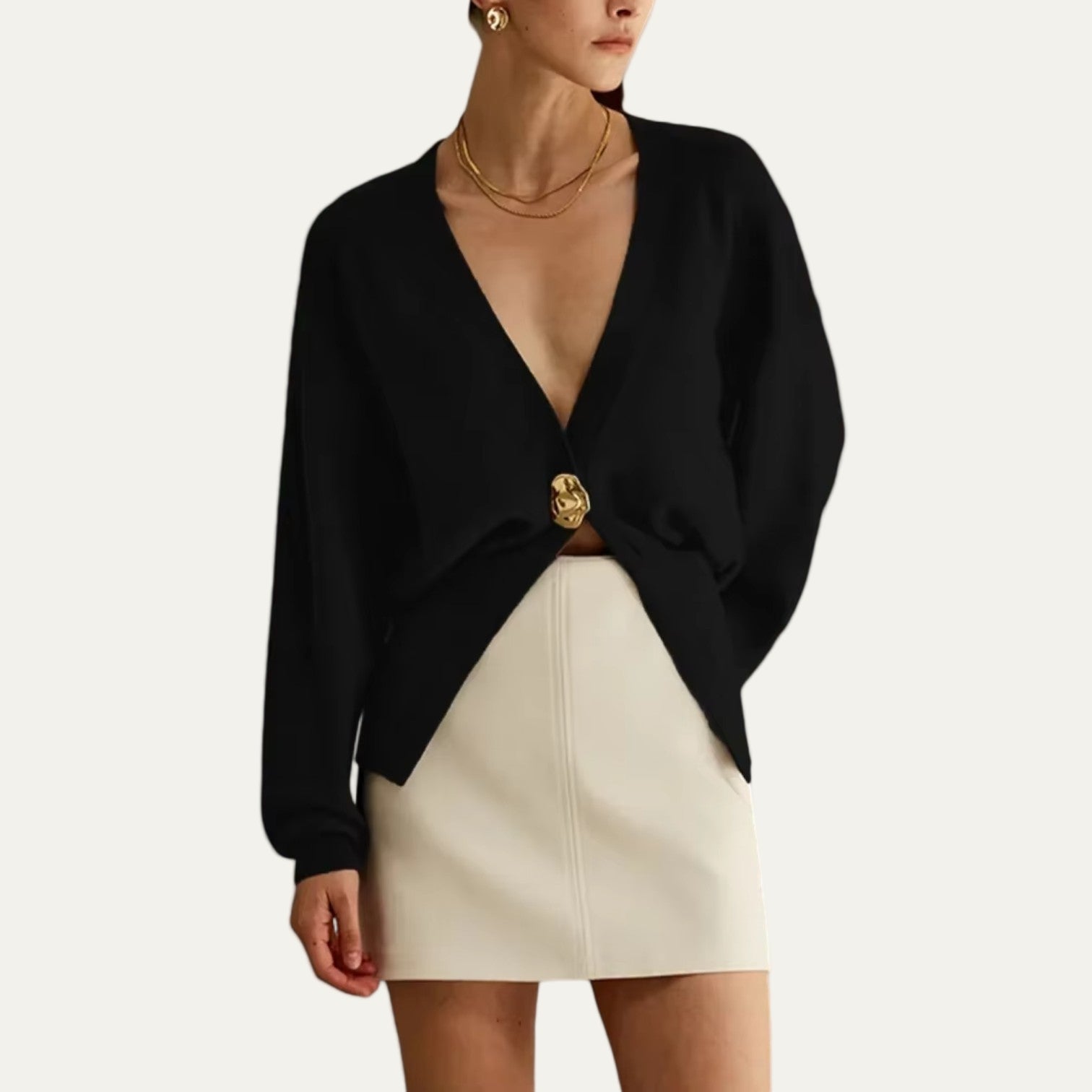 Chic V-Neck Single Breasted Women's Cardigan 0
