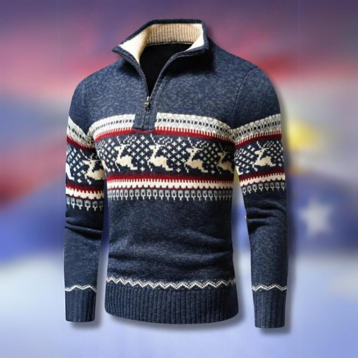Classic Men's Patterned Half Zip Sweater - VogeLuxe