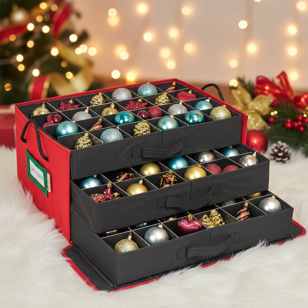 Holiday Decor Container with Organizers and Compartments - VogeLuxe