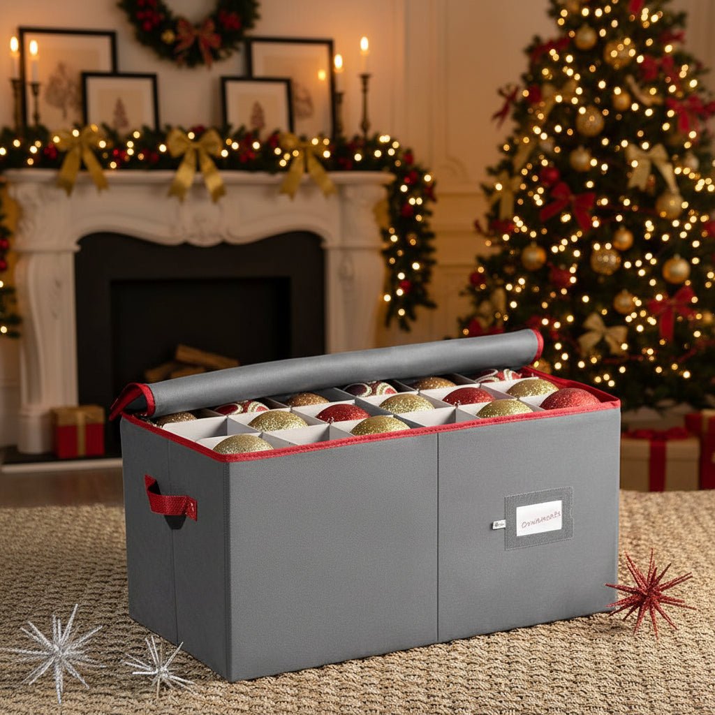 Holiday Decoration Storage Container Big Fabric Red Chest - VogeLuxe