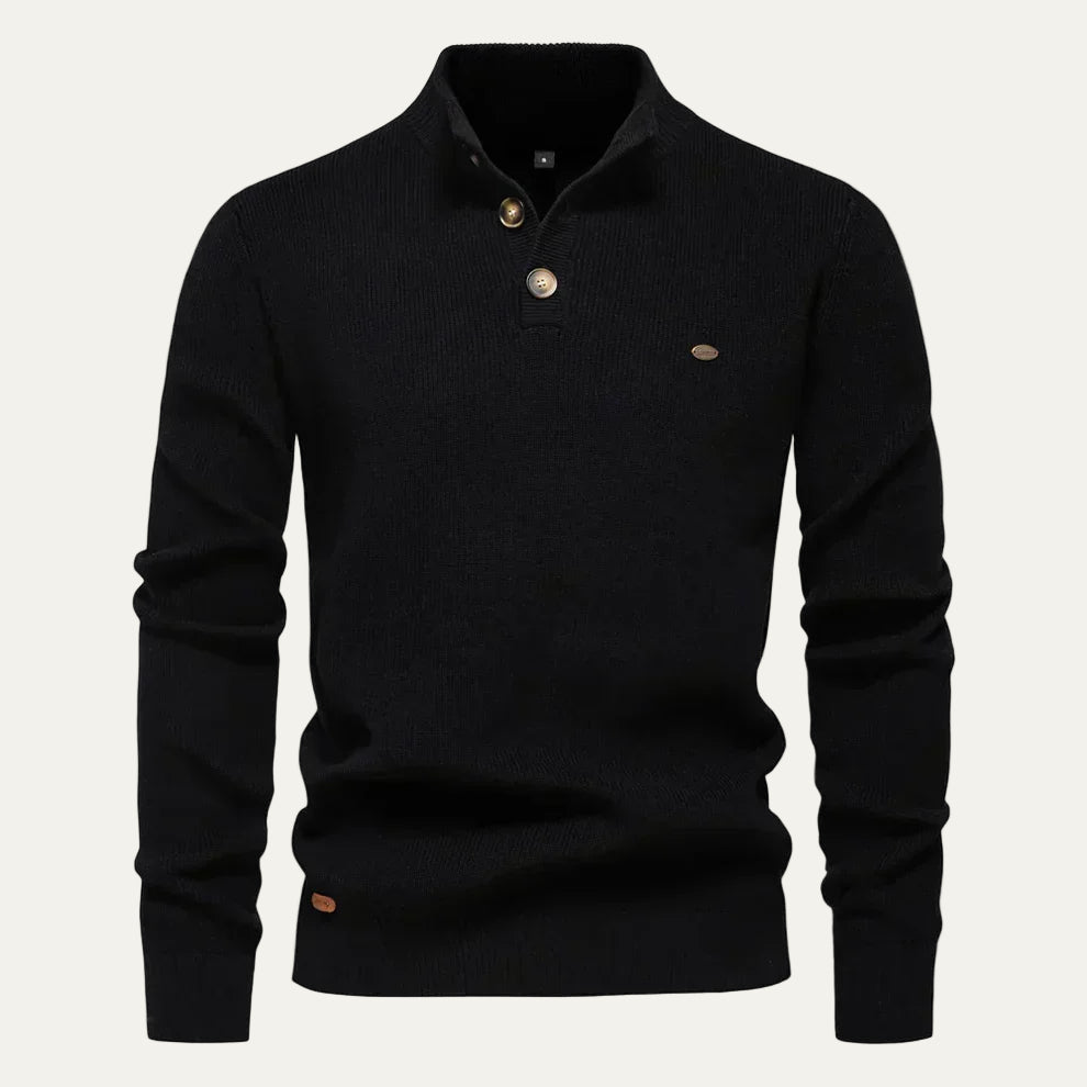 VogeLuxe | Men’s Textured Henley Knit Sweater