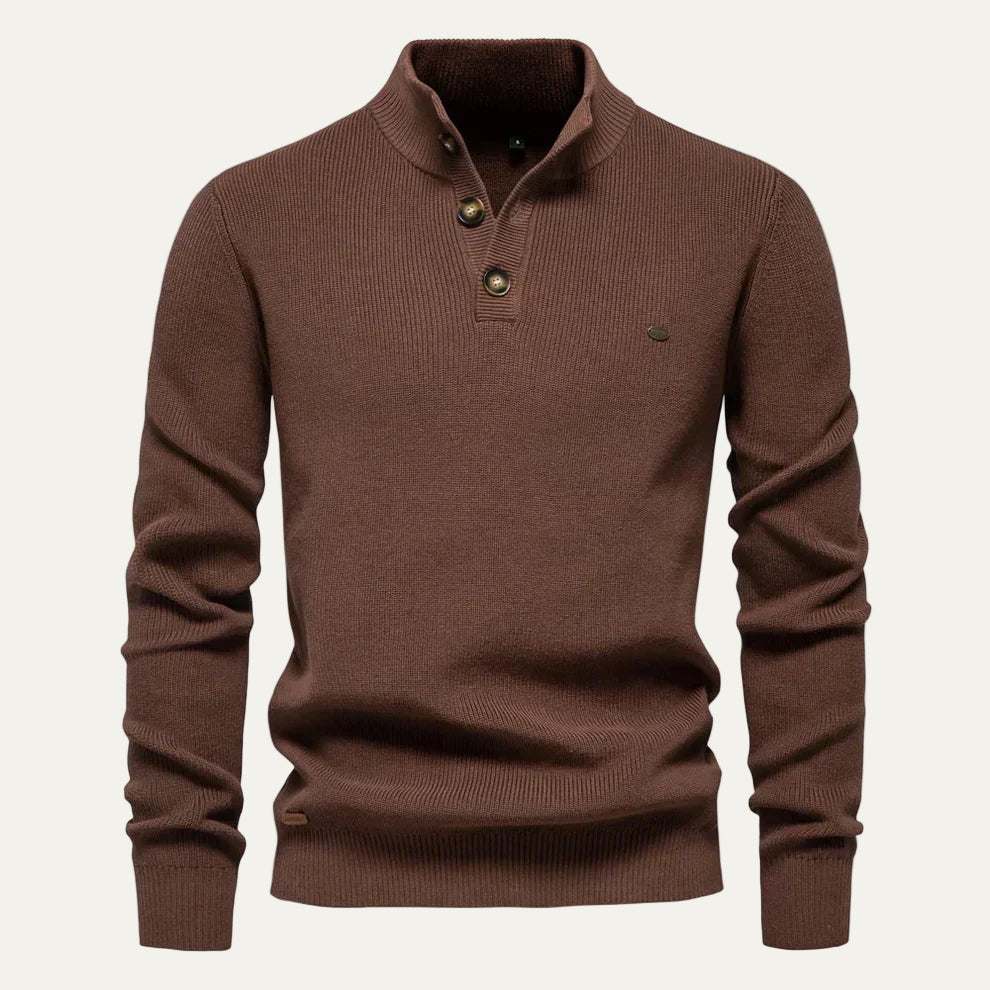 VogeLuxe | Men’s Textured Henley Knit Sweater