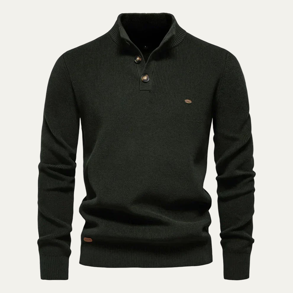 VogeLuxe | Men’s Textured Henley Knit Sweater