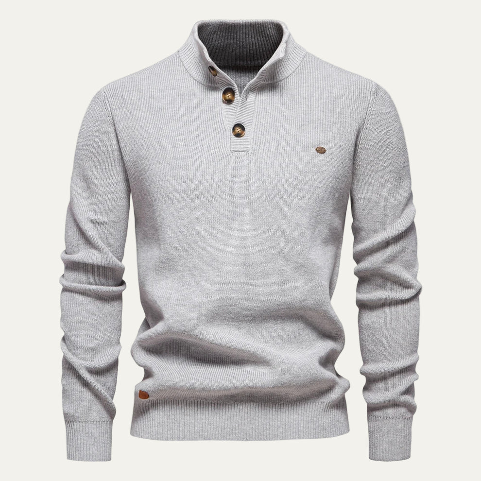 VogeLuxe | Men’s Textured Henley Knit Sweater