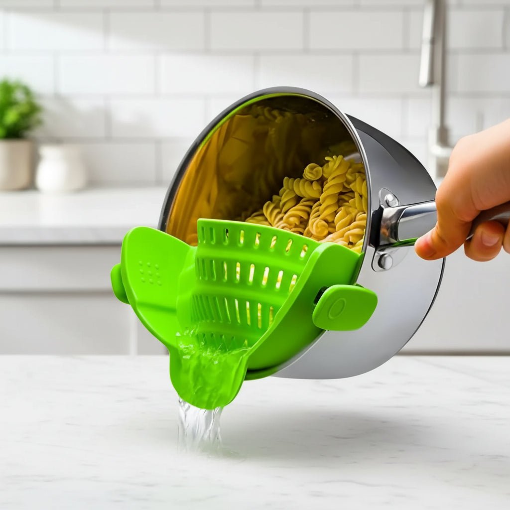 Compact Collapsible Strainer for Pots and Pans