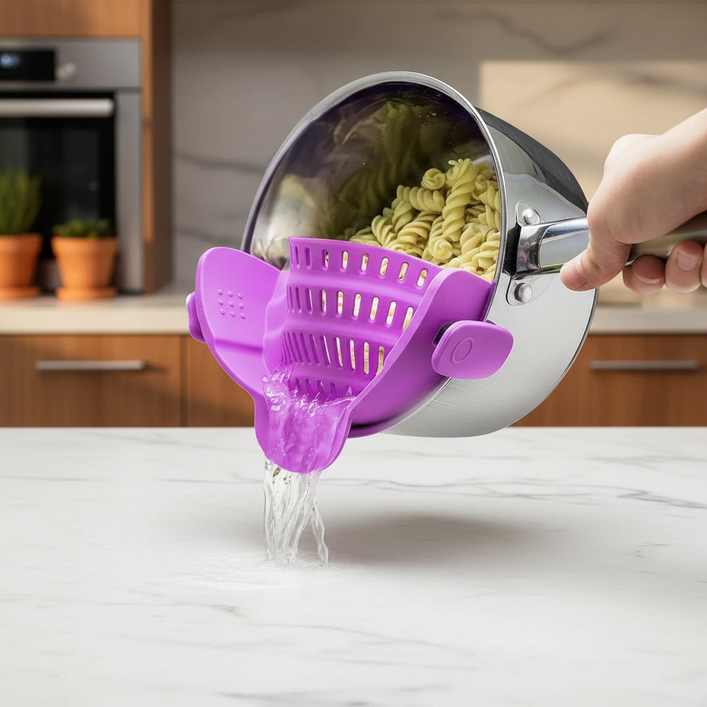 Compact Collapsible Strainer for Pots and Pans