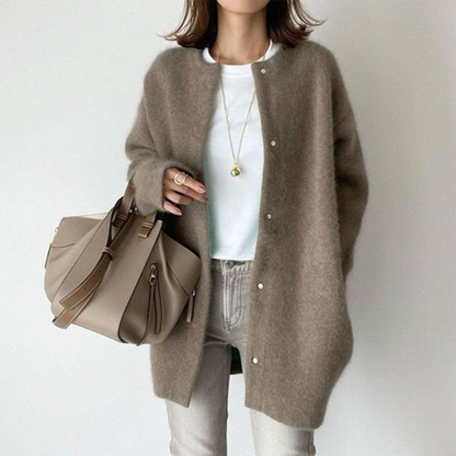 Warm Women's Thick Cable Knit Cardigan with Buttons