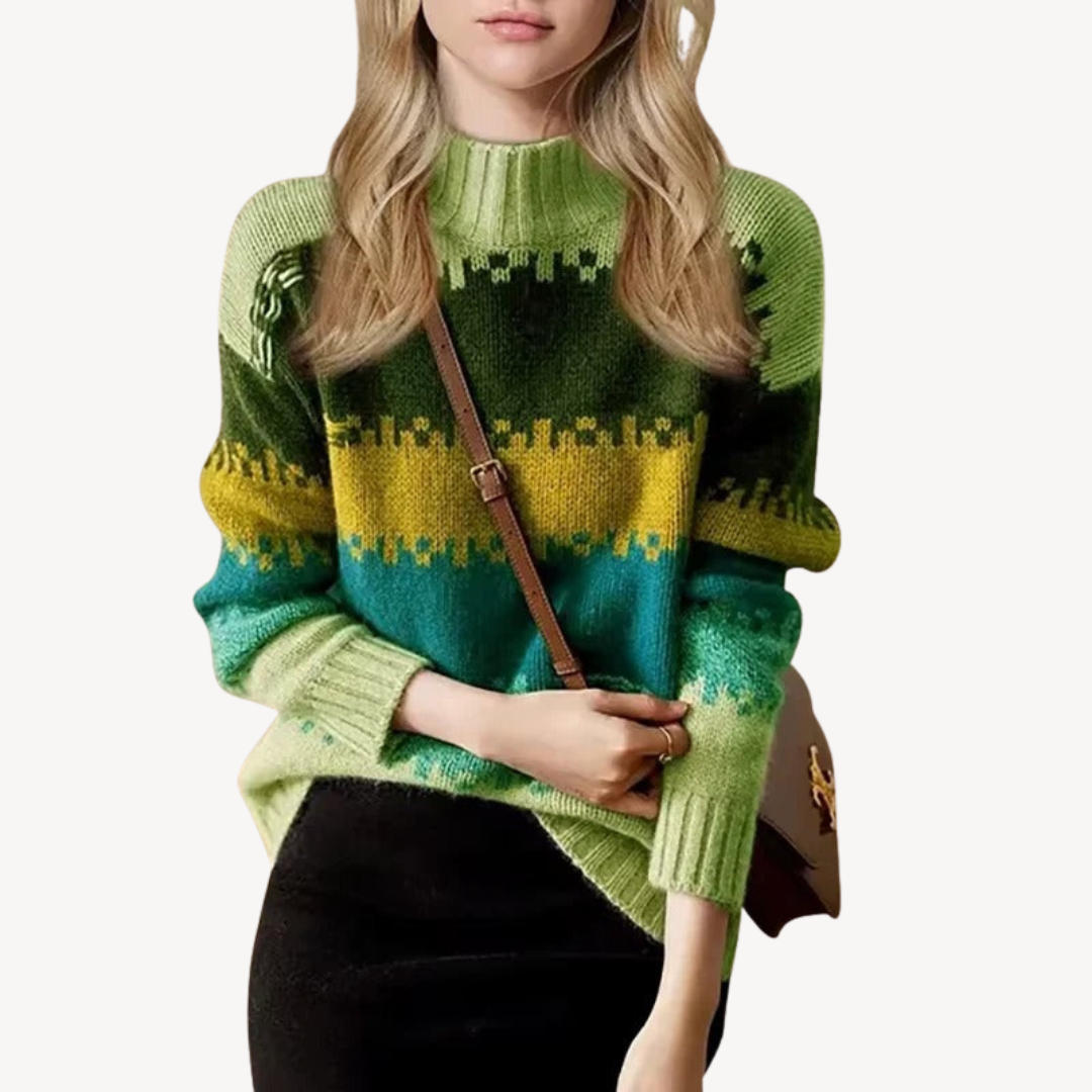 VogeLuxe | Women’s Retro Striped Turtleneck Sweater