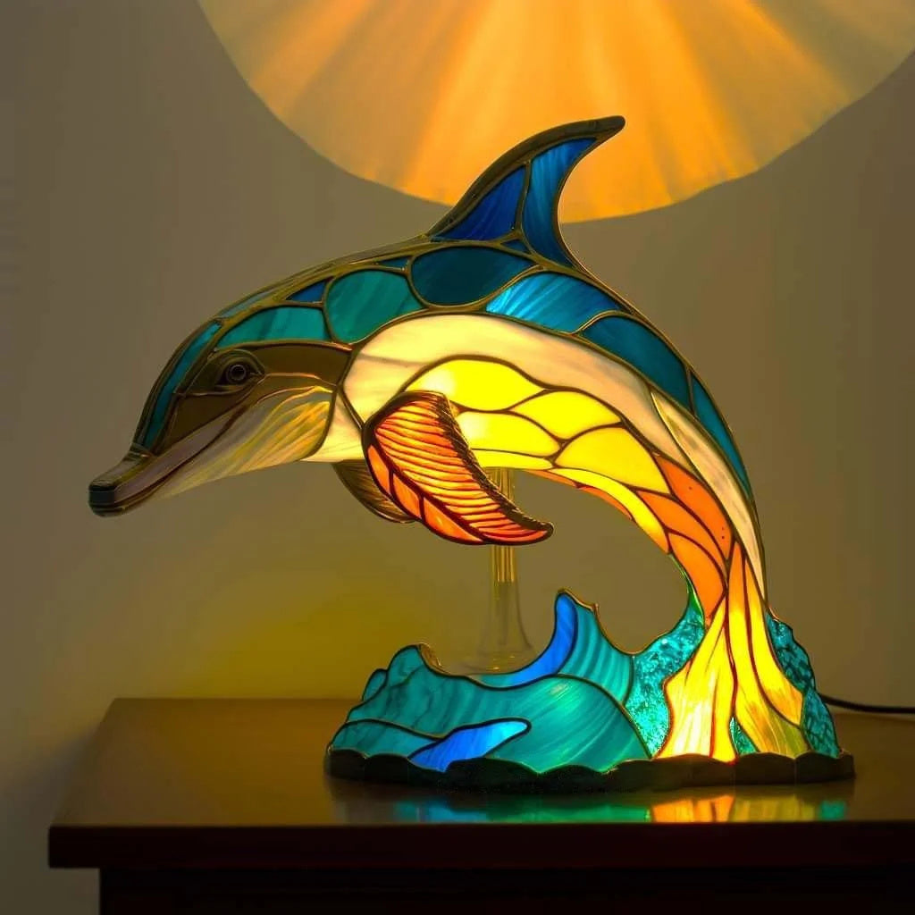 Colorful Stained Glass Animal Table Light