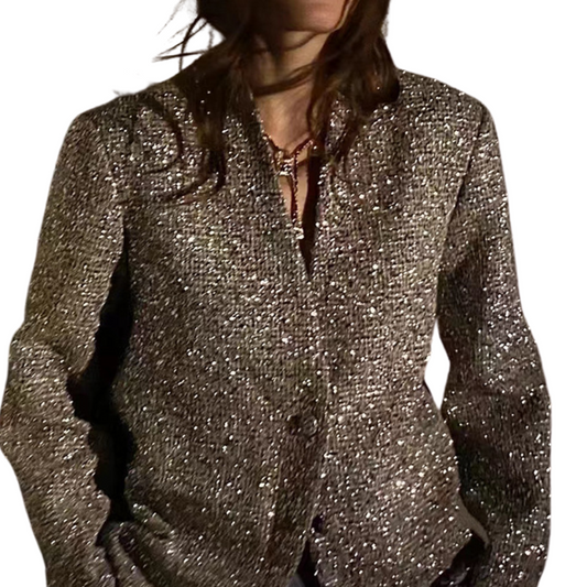 Chic Sparkly Oversized Jacket for Women - VogeLuxe