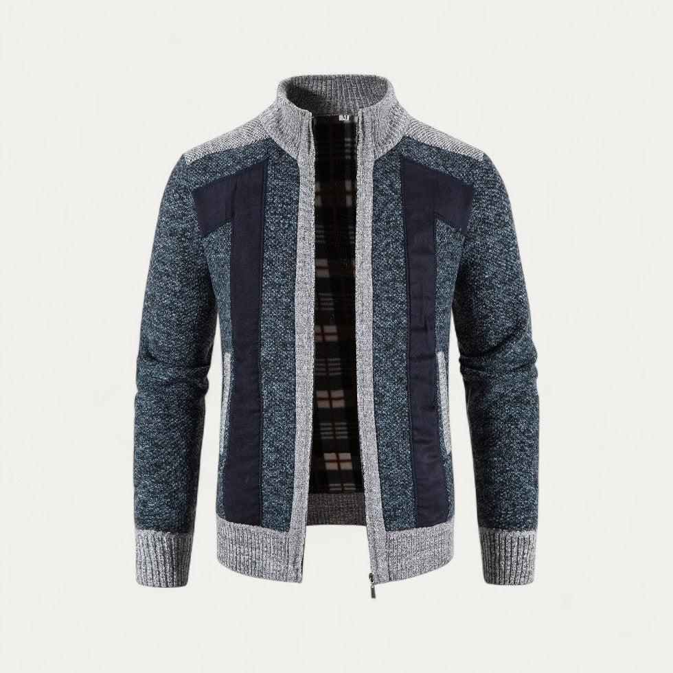 Cotton Blend Knitted Zip Up Cardigan Jacket for Men 0