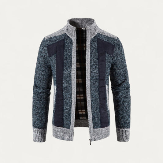 Cotton Blend Knitted Zip Up Cardigan Jacket for Men 0