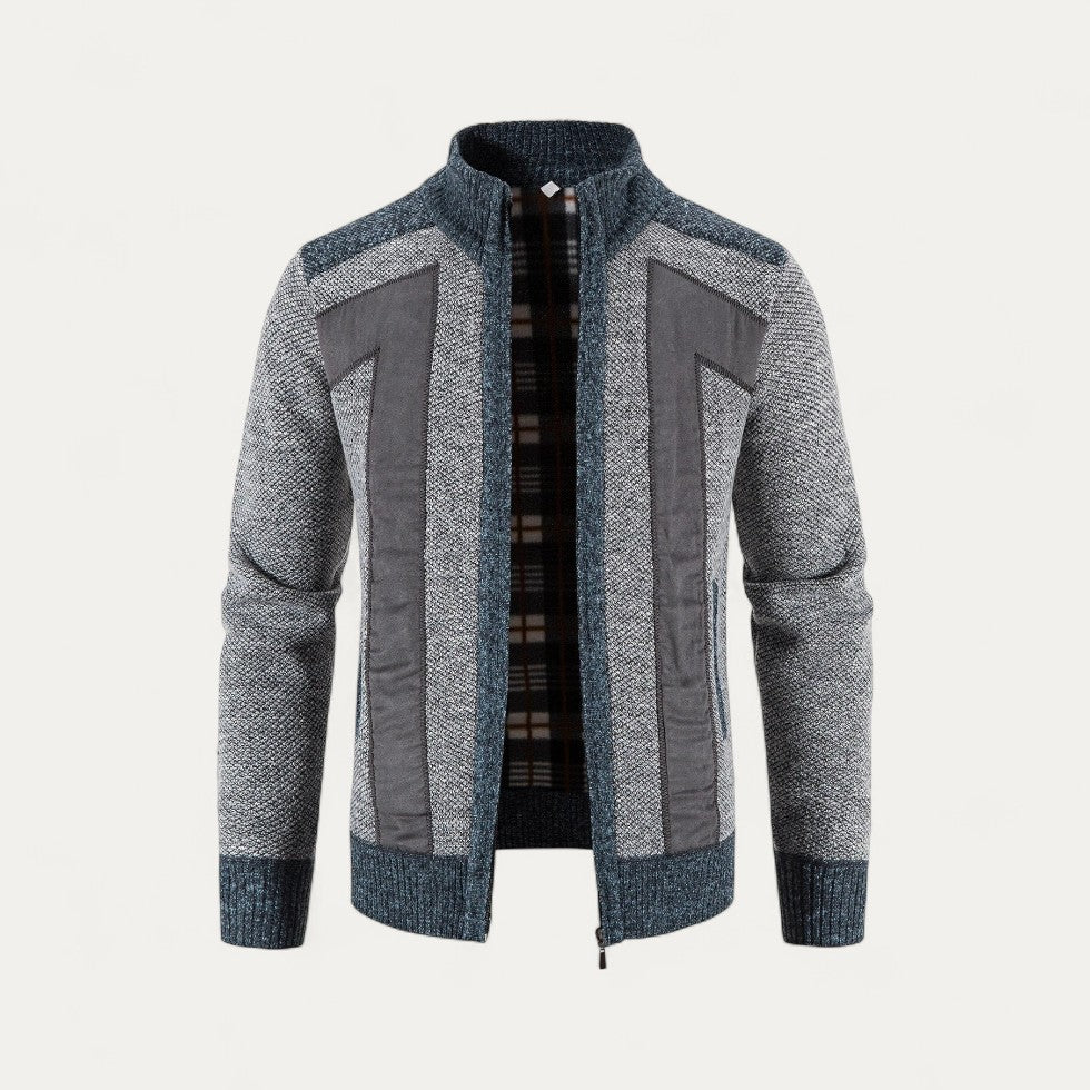 Cotton Blend Knitted Zip Up Cardigan Jacket for Men 2
