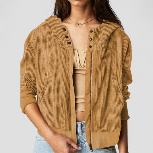 VogeLuxe | Women’s Waffle Full Zip Hoodie