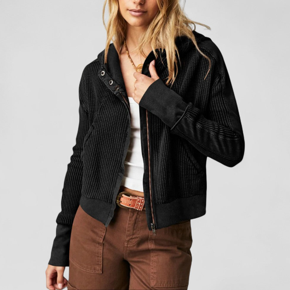 VogeLuxe | Women’s Waffle Full Zip Hoodie