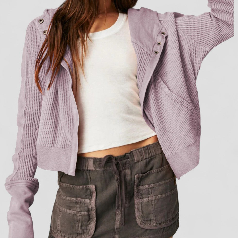 VogeLuxe | Women’s Waffle Full Zip Hoodie