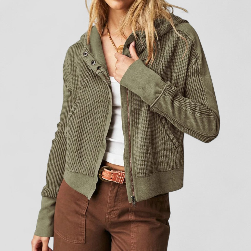 VogeLuxe | Women’s Waffle Full Zip Hoodie