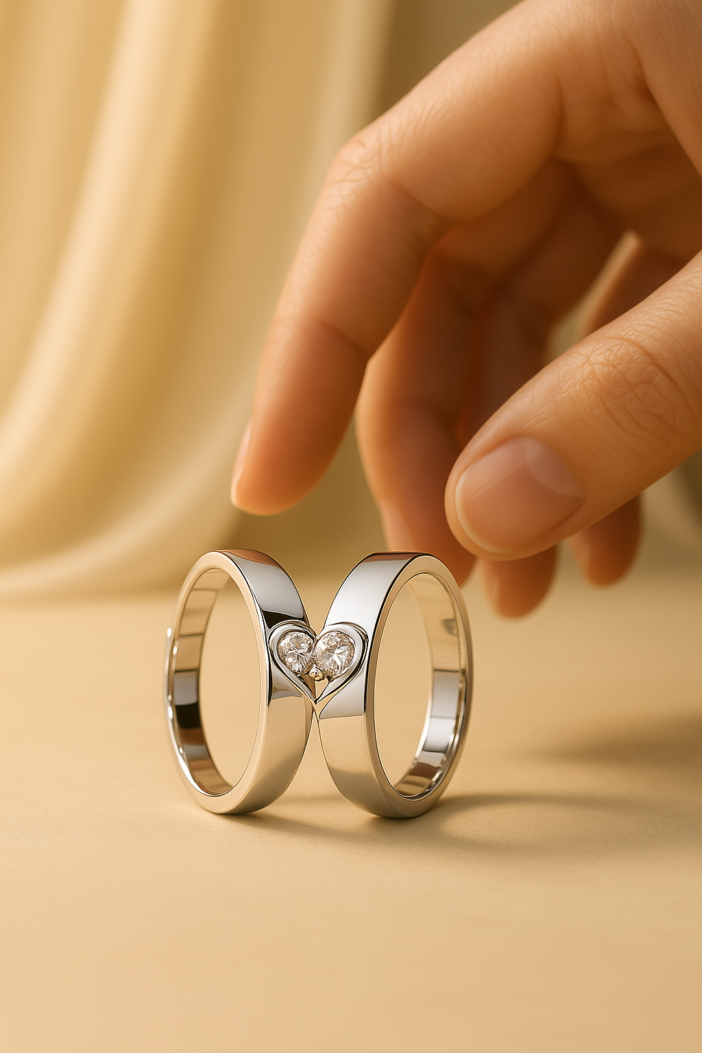 Love Heart Couple Rings Set