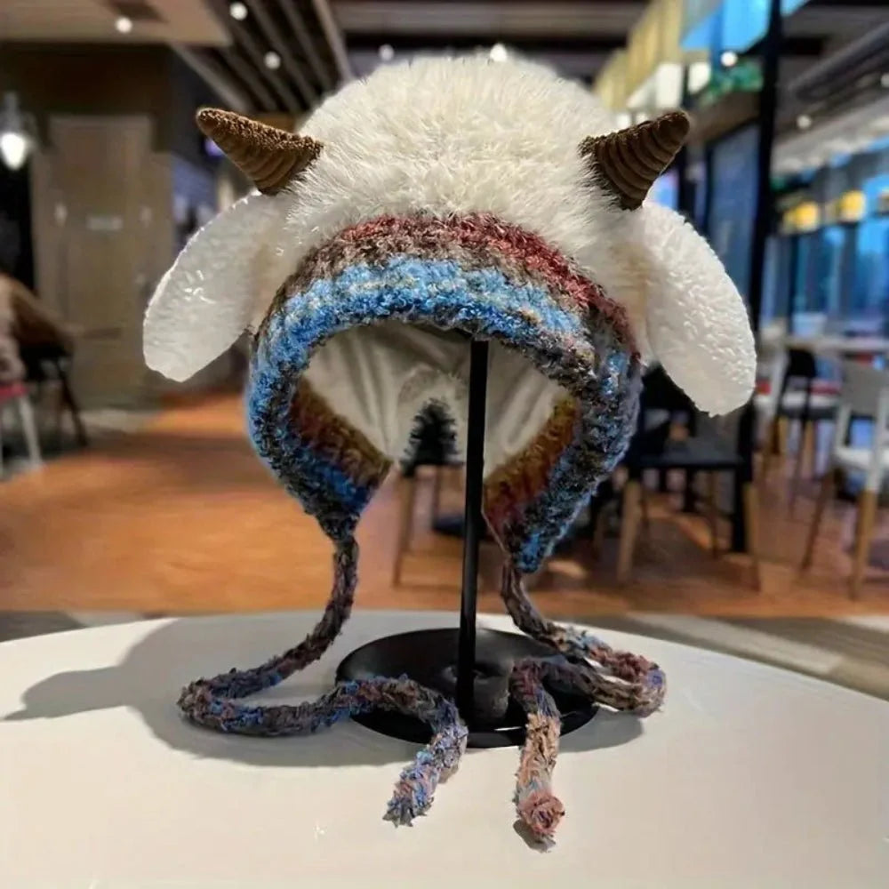 Warm Reindeer Knit Winter Beanie Hat Earflap