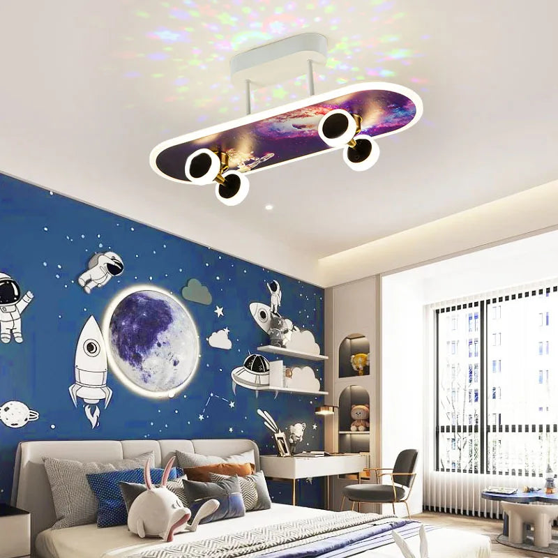 Fun LED Skateboard String Lights For Boys Room Decor - VogeLuxe