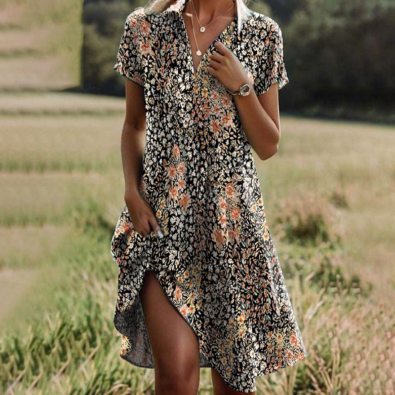 Ladies Classic Summer Floral Dress - VogeLuxe