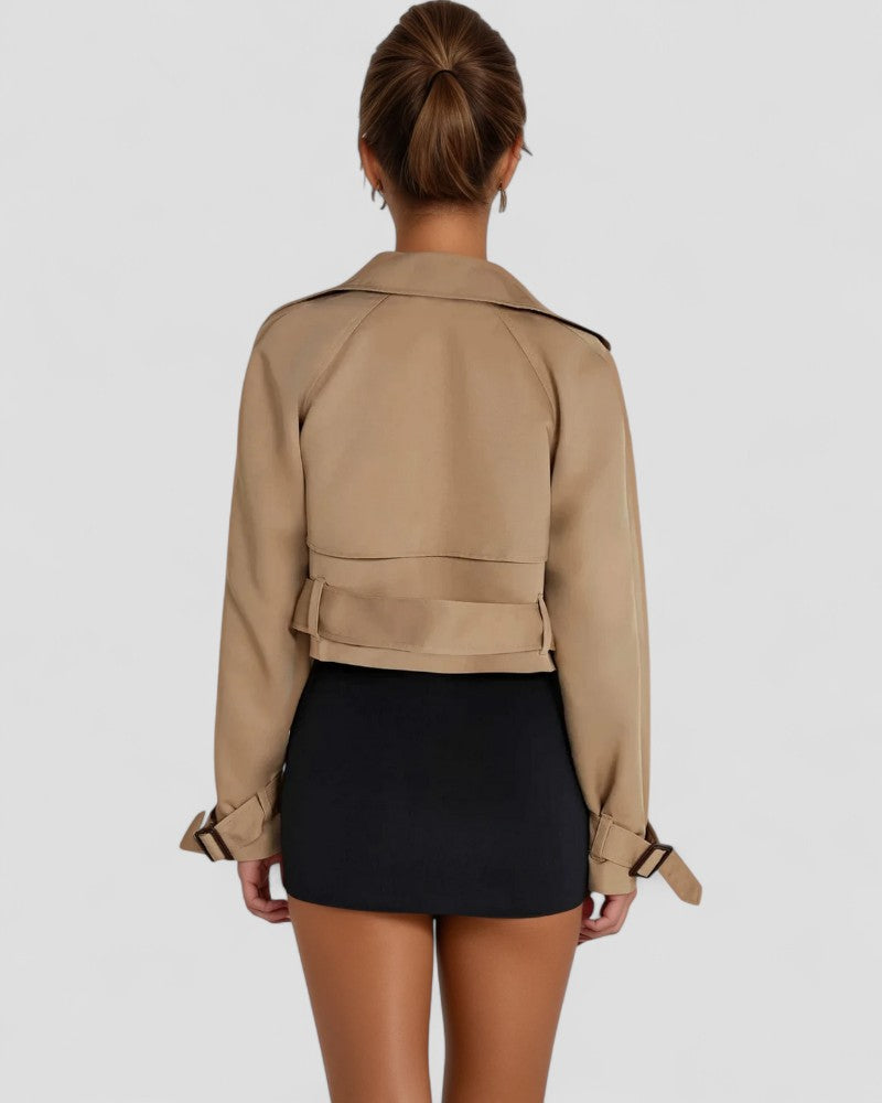 VogeLuxe | Women’s Cropped Double-Breasted Trench Coat